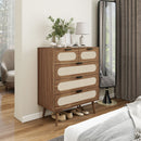 Modern 5 Drawer Accent Storage Cabinet For Living Room, Bedroom, Dining Room, Or Study - Walnut