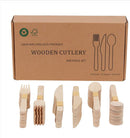 Wooden Compostable Utensils Set 300 Pieces 100 Forks 100 Spoons 100 Knives Sturdy Wood Disposable Cutlery Eco Friendly Biodegradable Utensils For Party Free From Plastic Cutlery Set For Eating - Natural Wood