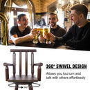 Rustic Bar Stool, Fir Wood Construction, Wide Armrest