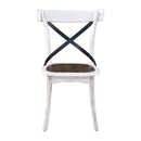2 Pieces Set Dining Side Chair Rustic Modern Farmhouse Design Retro Design With Metal X Design - Antique Dark Oak / Antique White