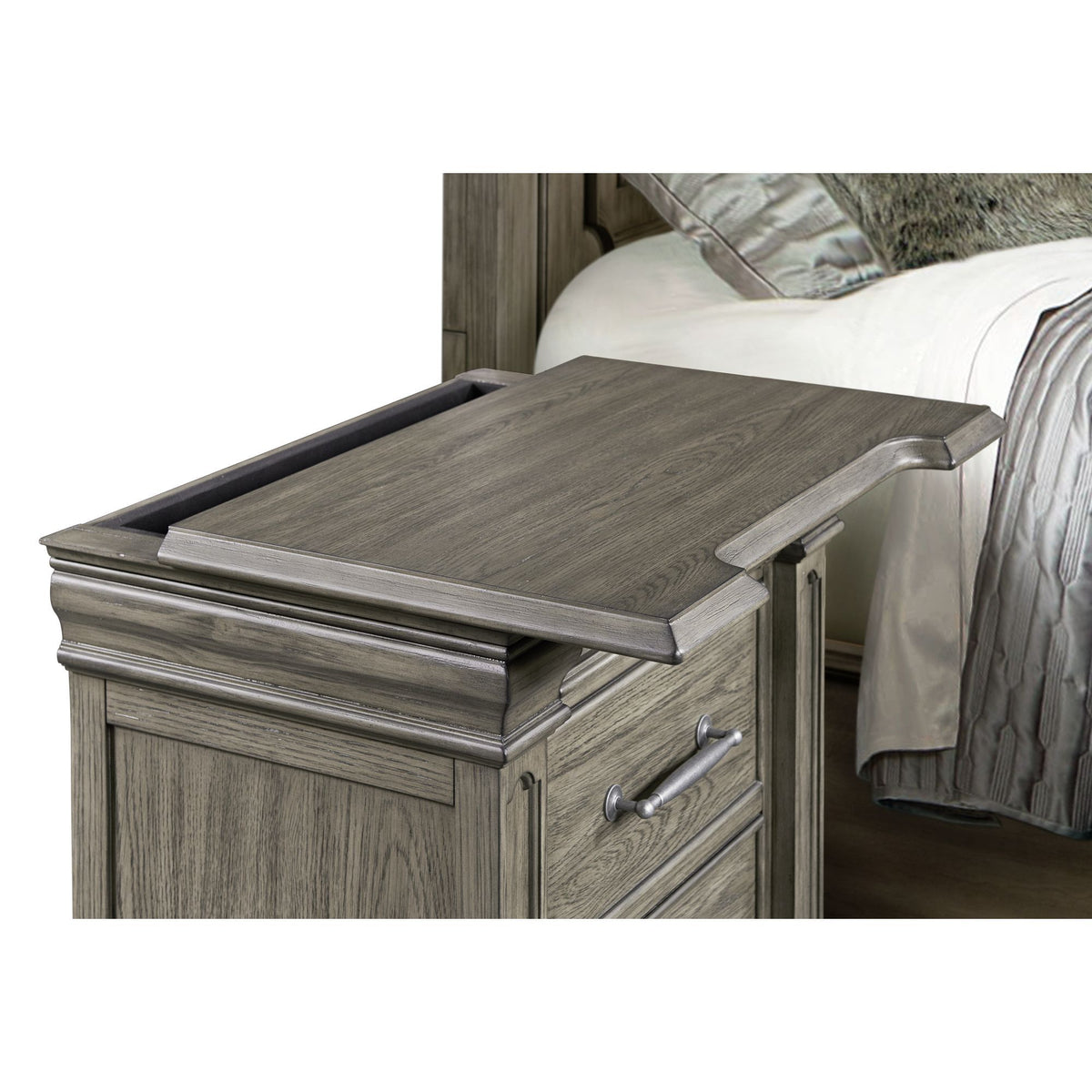 Kings Court 3-Drawer Nightstand (Sliding Top) in Black by Elements International, view 20