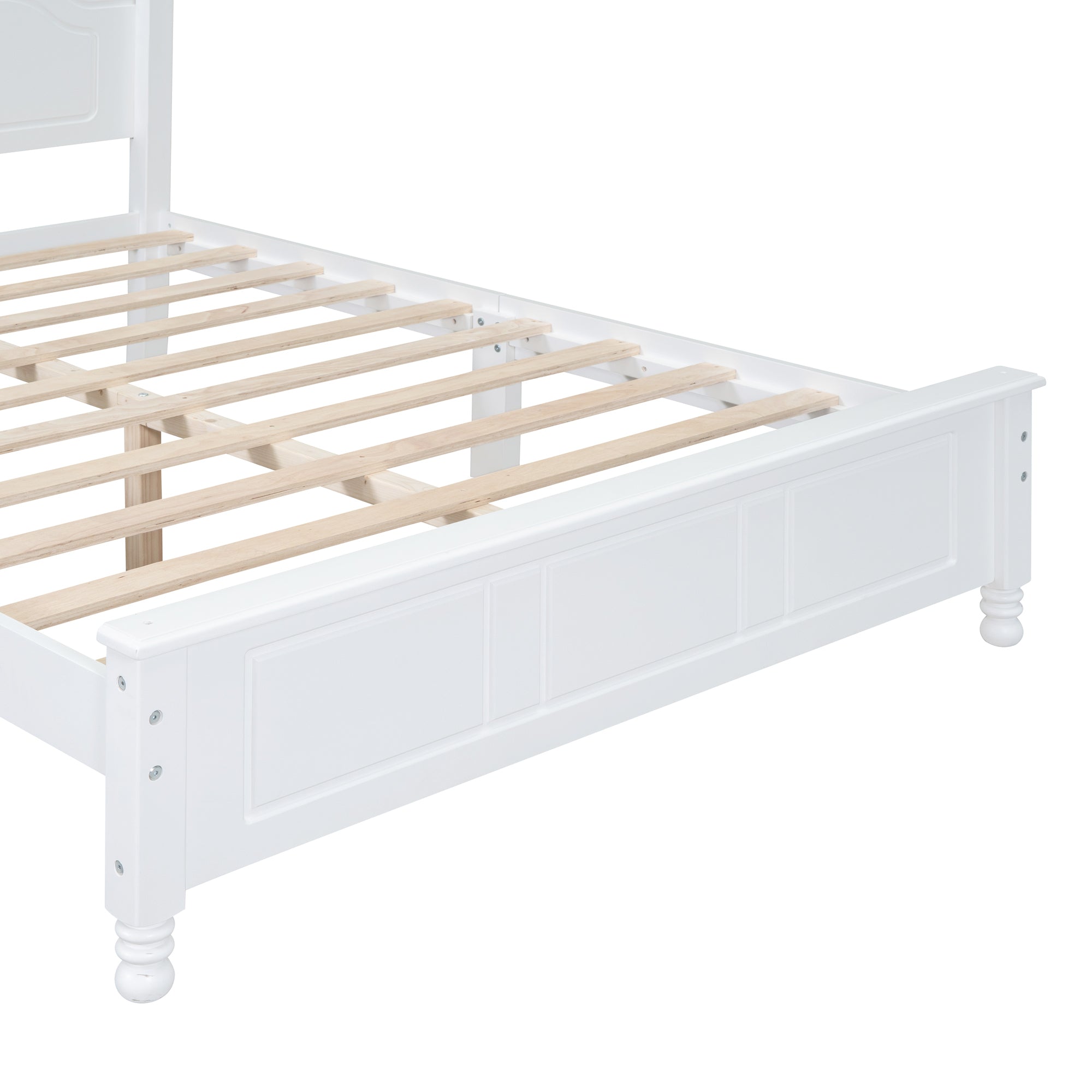 Full Size Wood Platform Bed Frame,Retro Style Platform Bed with Wooden Slat Support,White - Atlantic Fine Furniture Melbourne FL