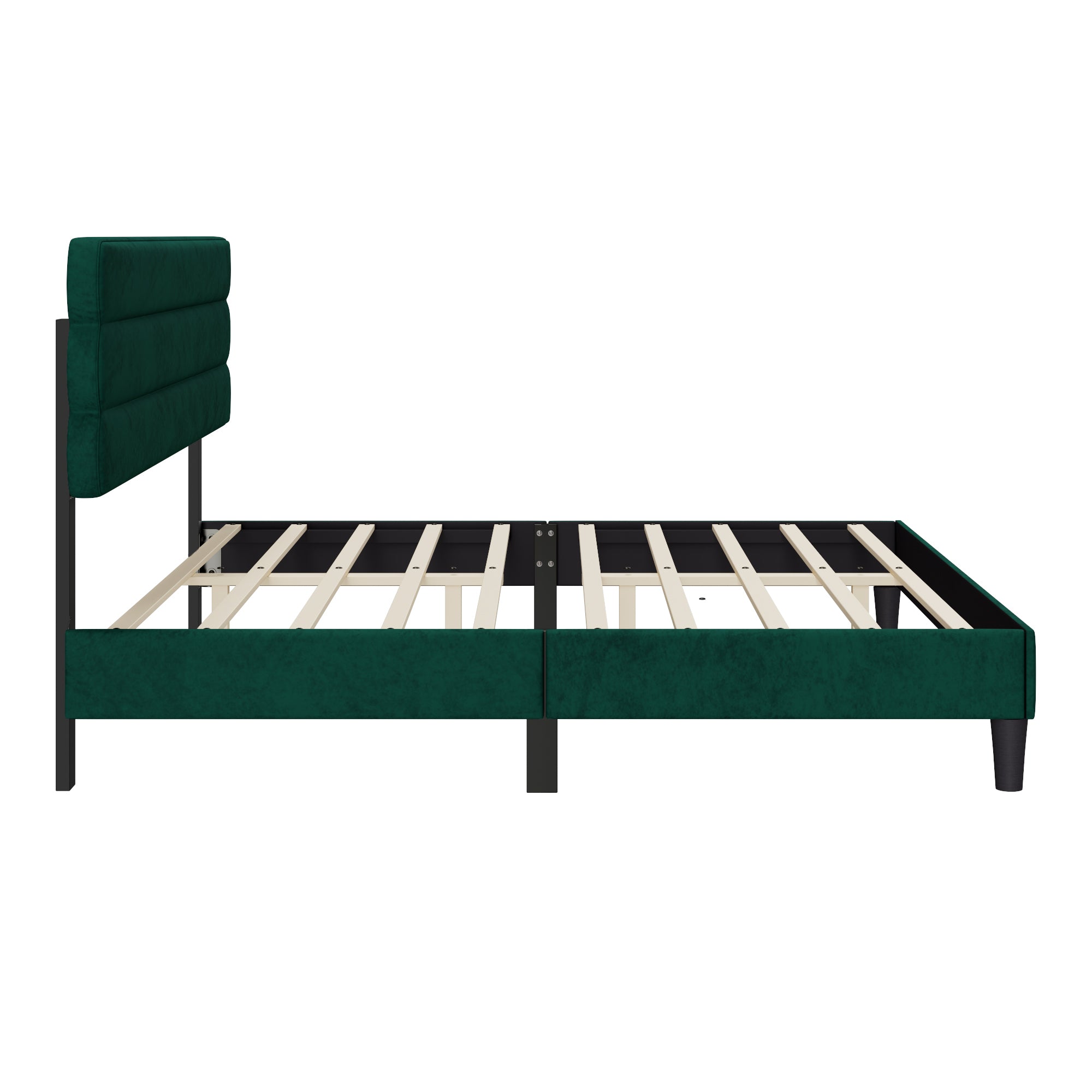 King Bed Frame with Headboard,Sturdy Platform Bed with Wooden Slats Support,No Box Spring,Mattress Foundation,Easy Assembly Green