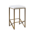 Backless Upholstered Counter Stool With Padded Seat - Ivory / Bronze