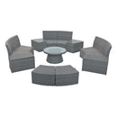 10 Piece Outdoor Sectional Half Round Patio Rattan Sofa Set