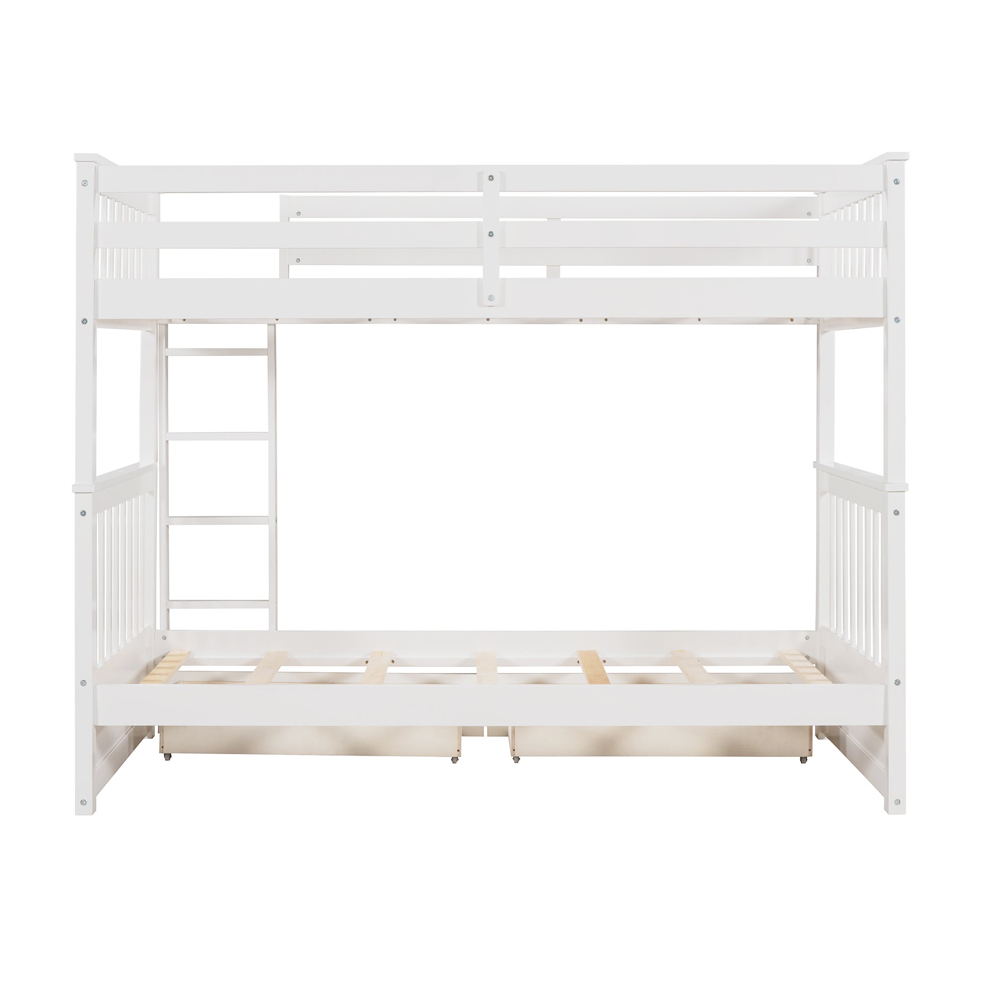 Twin-Over-Twin Bunk Bed with Ladders and Two Storage Drawers (White)(OLD SKU:LT000265AAK) - Atlantic Fine Furniture Melbourne FL