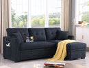 Sectional Sofa Bed L Shaped Sofa Couch Bed With USB Port, Reversible Chaise With Storage