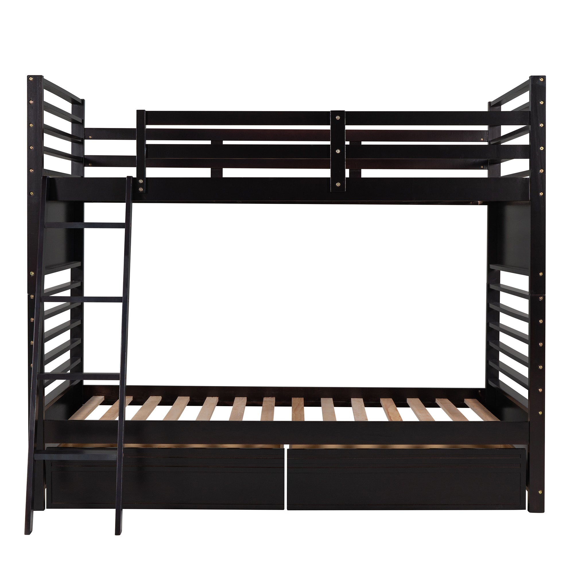 Twin over Twin Wood Bunk Bed with Two Drawers - Espresso - Atlantic Fine Furniture Melbourne FL