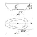 66.9" x 34" x 21.7" Freestanding Solid Surface Soaking Bathtub For Bathroom - Matte White