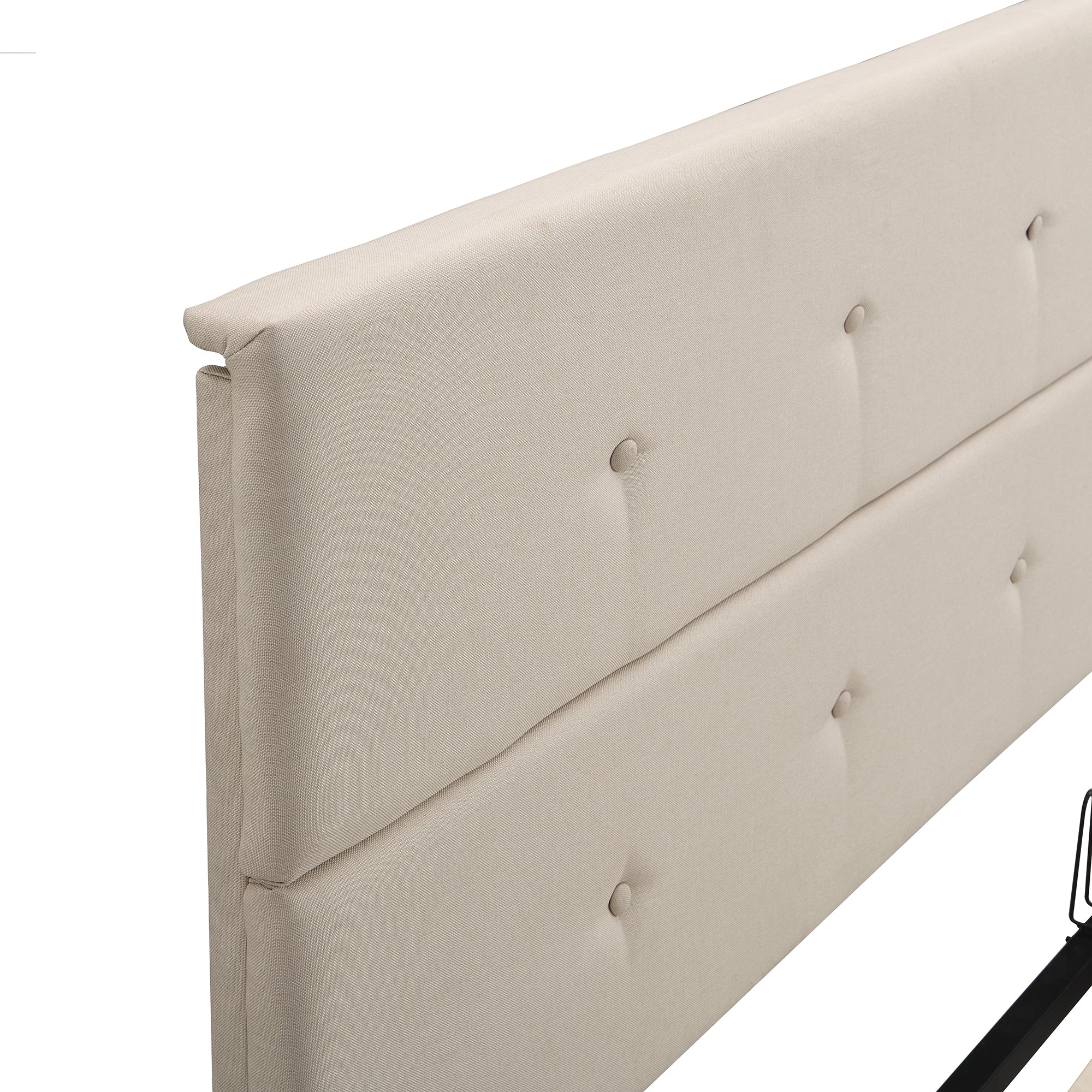 Upholstered Platform Bed with Underneath Storage,Queen Size,Beige - Atlantic Fine Furniture Melbourne FL