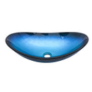 Tempered Glass Vessel Sink With Boat Shape Pop-Up Drain