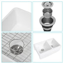 Sink 33" Double Bowl 60 / 40 Kitchen Sink With Deep Basin And Grids - White