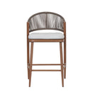 Outdoor 26" Counter Height Metal Frame Counter Stools With Scallop Shaped Backrest & Water Resistant Cushions