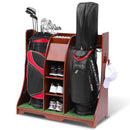 Wood Freestanding Adjustable Multi Use Golf Shelf - Reddish Brown