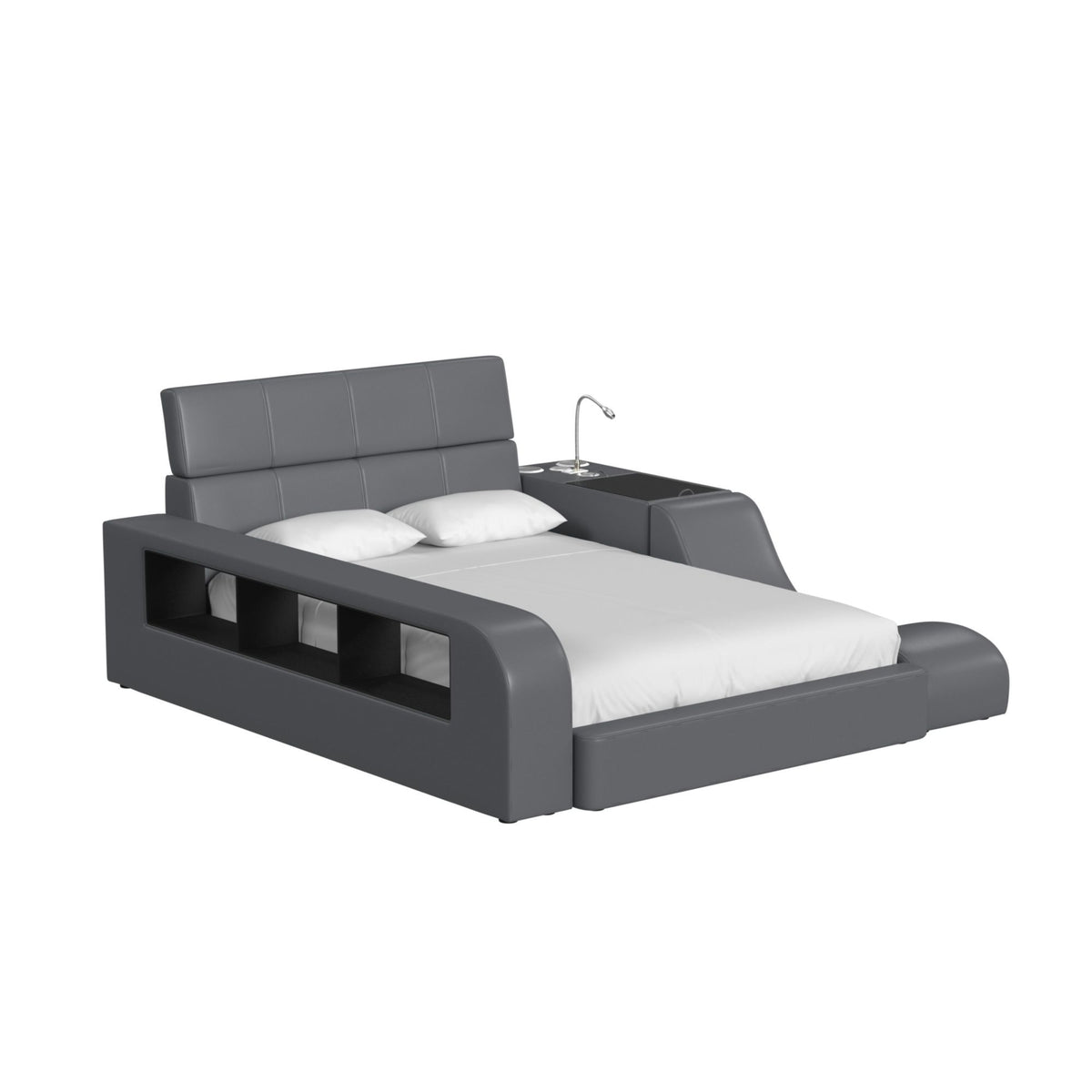 Valari PU Transformer Bed With Electronic Features in Dark Gray by Elements International
