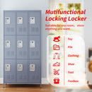 9 Door Lockers With Lock For Storage In Office, School, Gym, And Bedroom - Gray