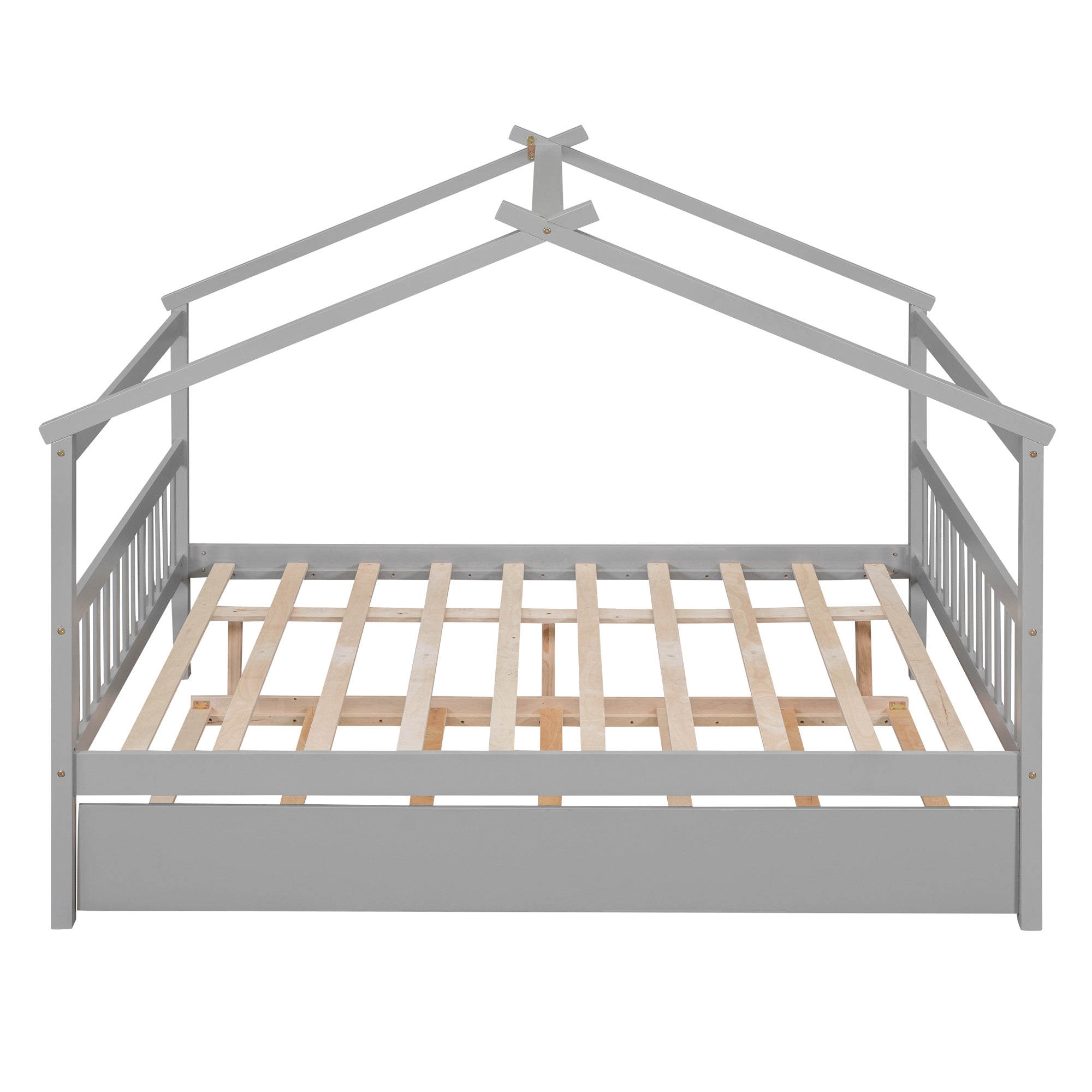 Full Size Wooden House Bed with Twin Size Trundle, Gray - Atlantic Fine Furniture Melbourne FL