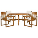 5 Piece Outdoor Patio Dining Set With 4 Armchairs And Table - Beige