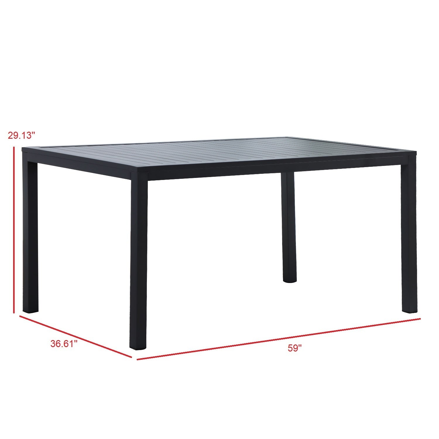 Outdoor Indoor Dining Table 59''L x 36.61''W Rectangle Aluminum Dining Table for Patio Garden Kitchen
