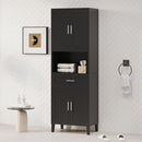 Freestanding Tall Bathroom Cabinet With Soft Close Doors And Adjustable Shelves