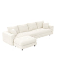 Plush Corduroy 4 Seat Sofa With Soft Pillows And Movable Ottoman