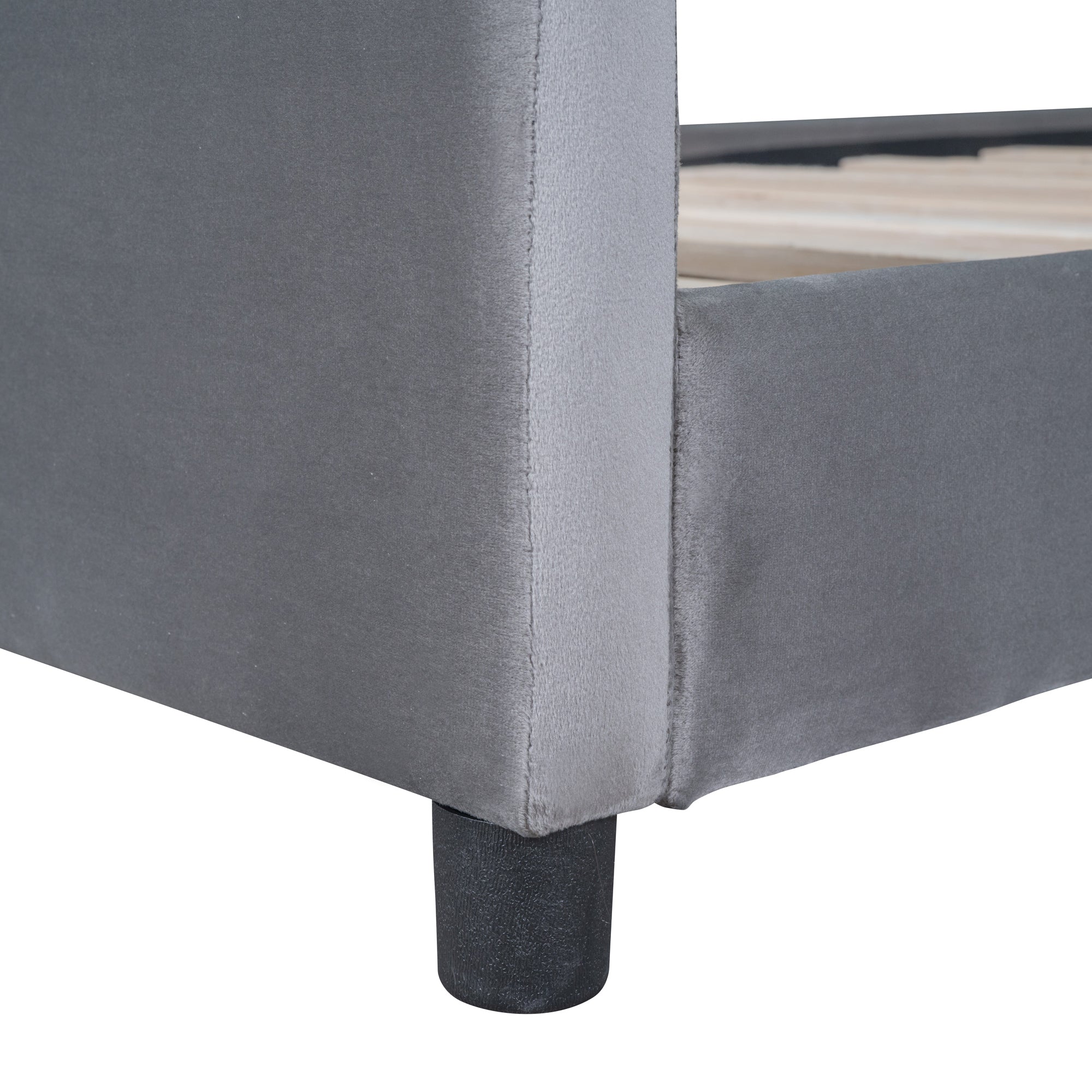 Twin Size Upholstered Daybed with Rabbit Ear Shaped Headboard, Gray - Atlantic Fine Furniture Melbourne FL