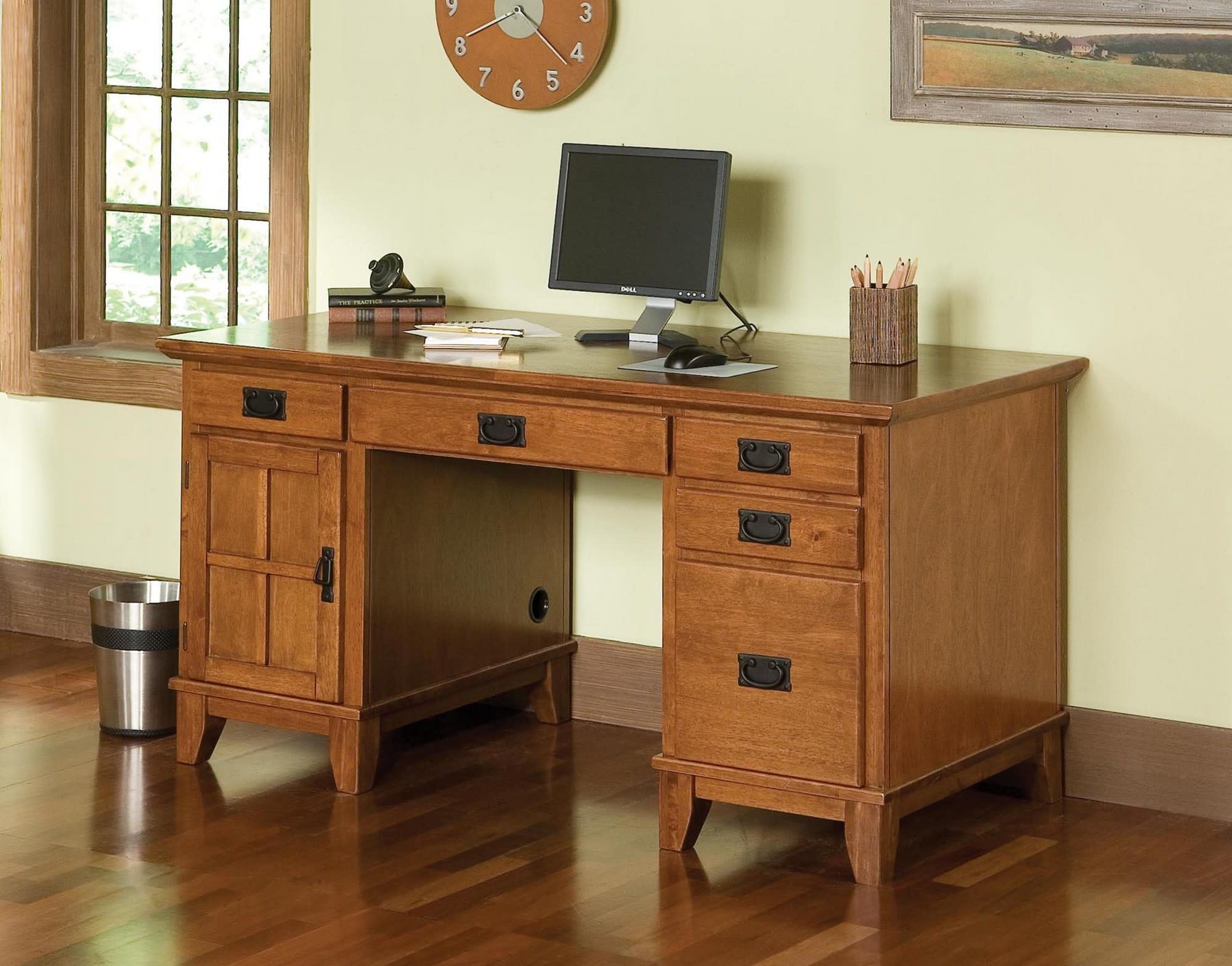 Arts & Crafts - Pedestal Desk - Light Brown - Atlantic Fine Furniture Melbourne FL