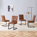 Ergonomic Technology Fabric Dining Chairs With Black Metal Legs, Comfortably Simple Design, (Set of 4) - Brown
