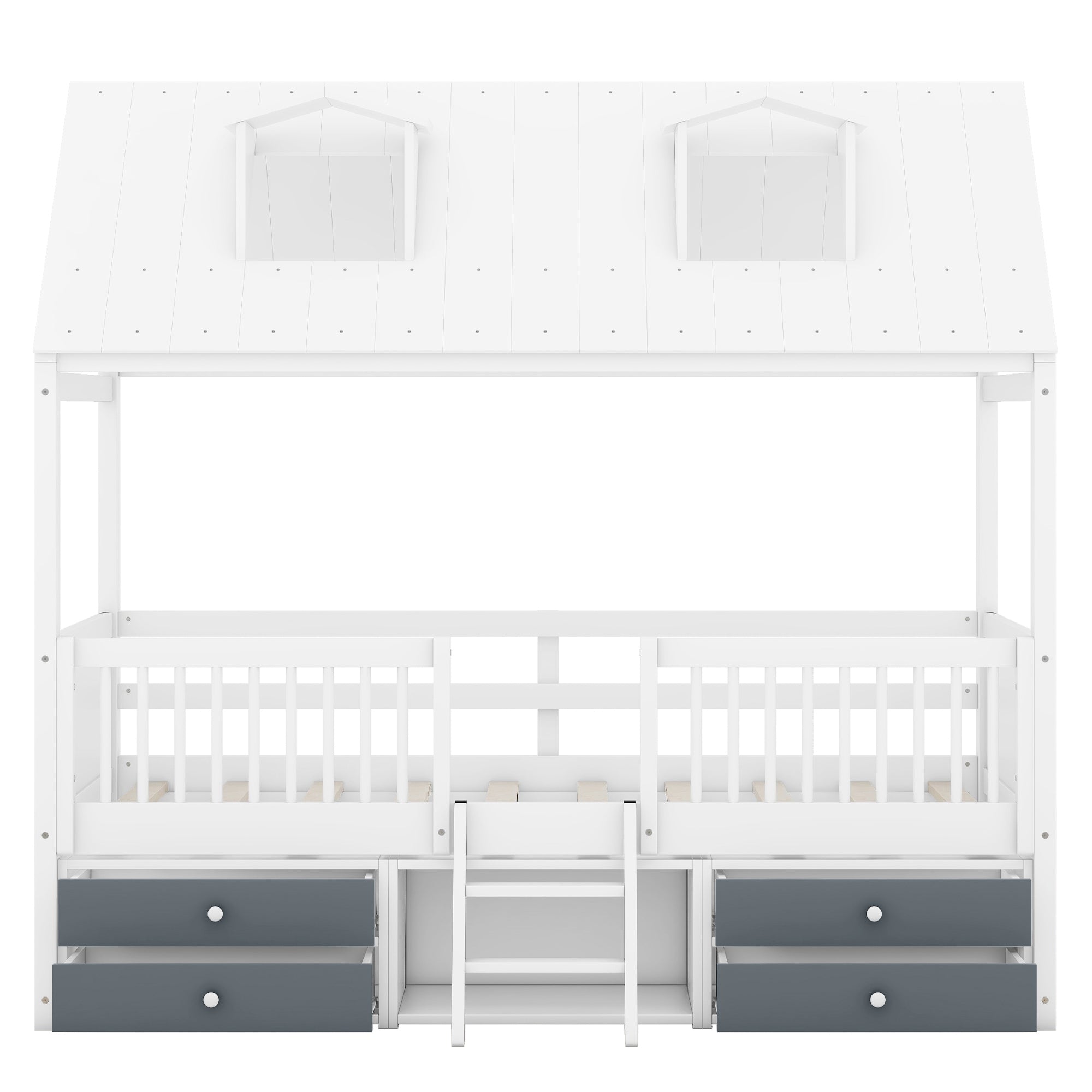 Twin Size Wood Bed House Bed Frame,White