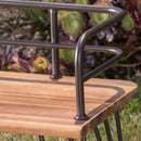 Outdoor Bench With Powder Coated Iron Frame - Teak