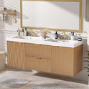 59.3" Double Sink Bathroom Vanity With Smc Resin Top, Painted Cabinet, Soft Close Doors, Wall Mounted - Wood