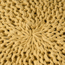 Yuny - Knitted Cotton Round Pouf With Modern Design - Yellow