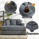 Oversized Chaise Lounger Modern Style Sofa Couch, With Pillows, Charge Station & Cup Holders