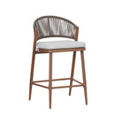 Outdoor 26" Counter Height Metal Frame Counter Stools With Scallop Shaped Backrest & Water Resistant Cushions