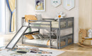 Full Over Full Bunk Bed With Ladder With Slide - Gray