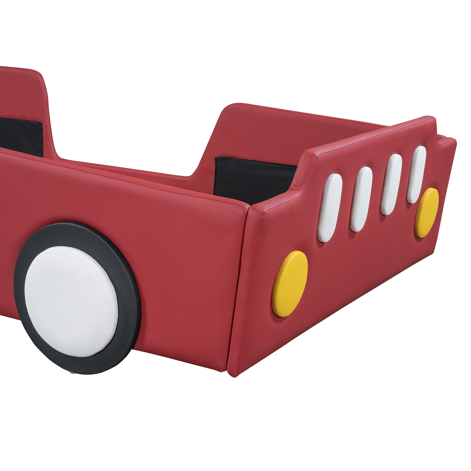 Twin Size Race Car-Shaped Platform Bed with Wheels,Red - Atlantic Fine Furniture Melbourne FL