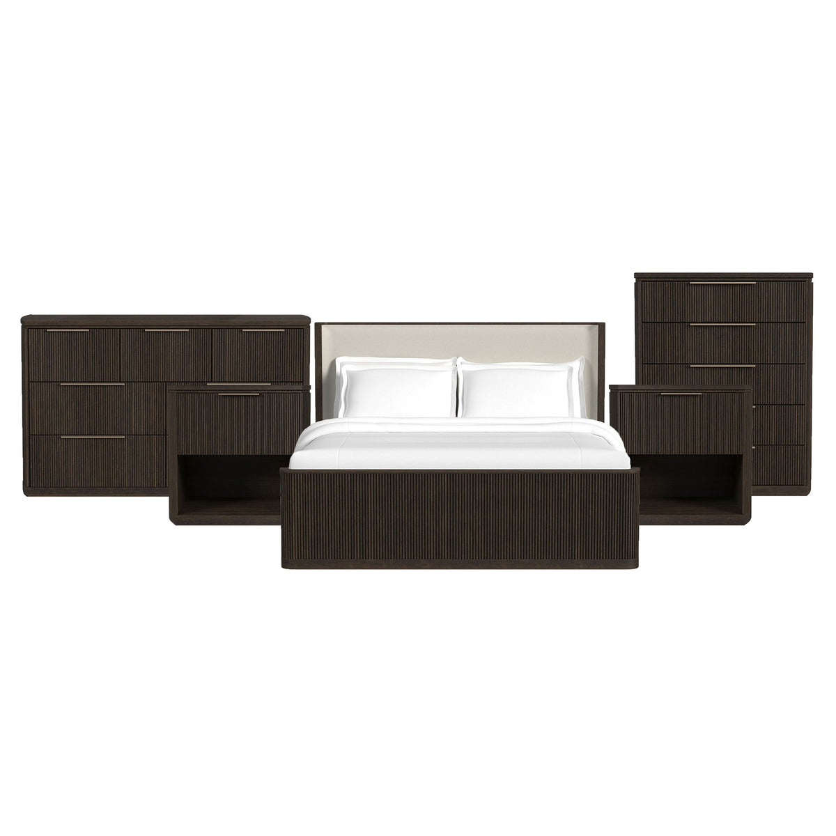 Sylvie Bedroom Set With Upholstered Bed in Dark Brown by Elements International, view 24