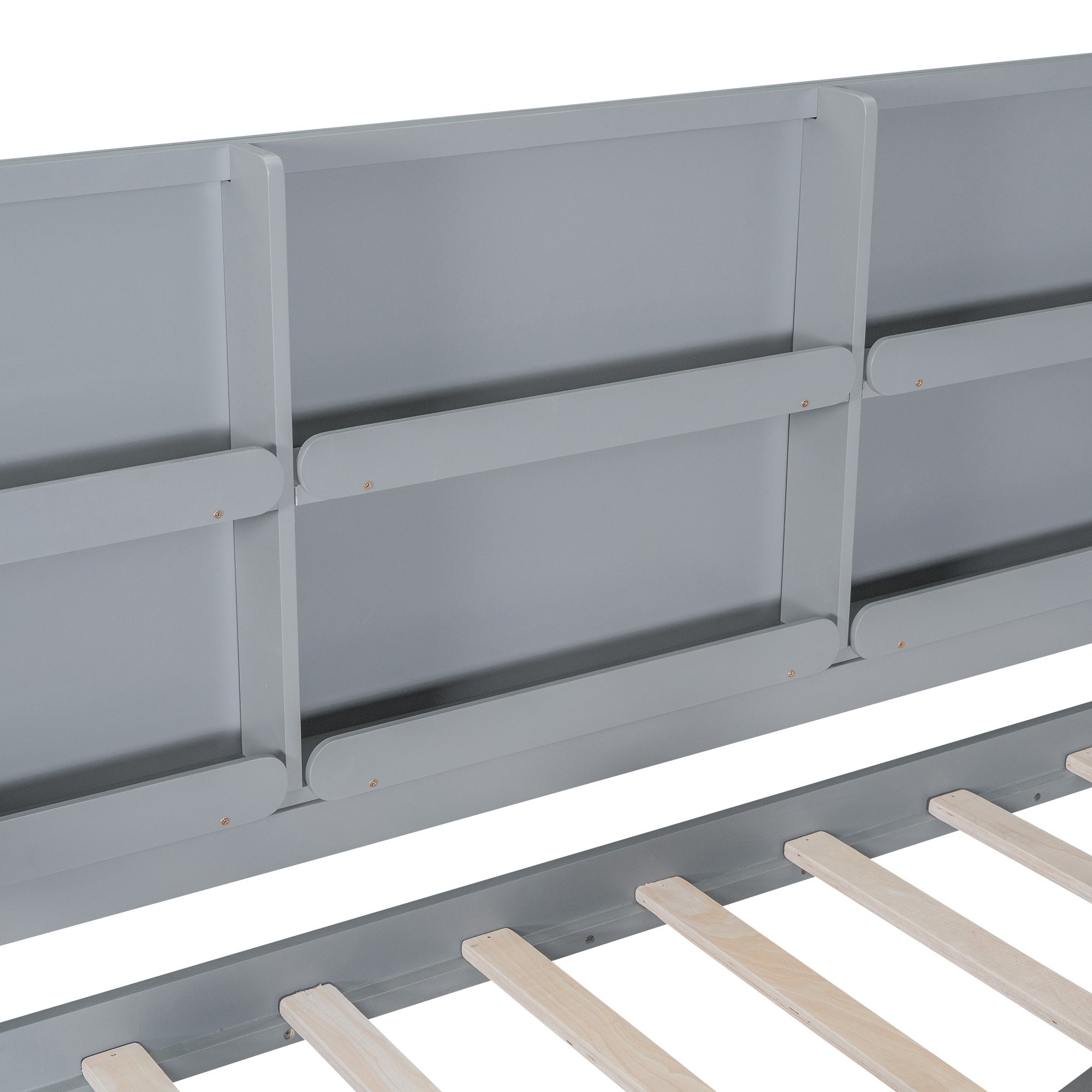 Twin Size House Loft Bed with Multiple Storage Shelves, Grey - Atlantic Fine Furniture Melbourne FL