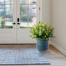 Grid Flowerpot (Set of 3), Planter For Patio, Garden, Windowsill - Blue / Green