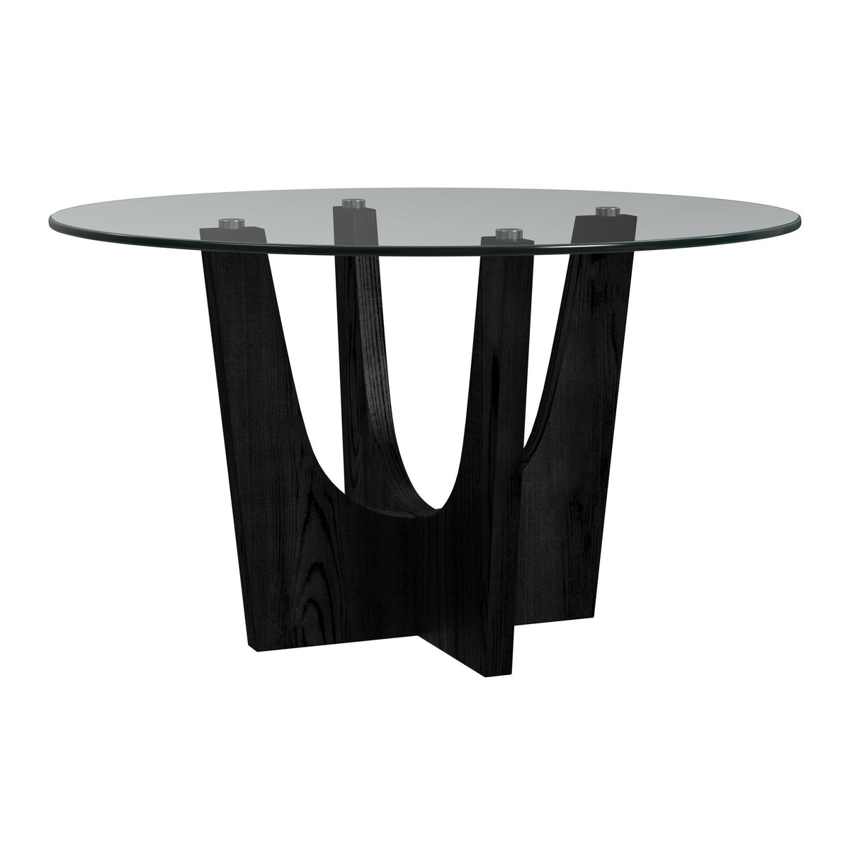 Oregon Round Table With Glass Top in Black by Elements International, view 2