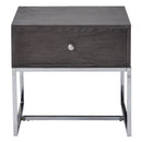 Iban - End Table - Gray Oak & Chrome