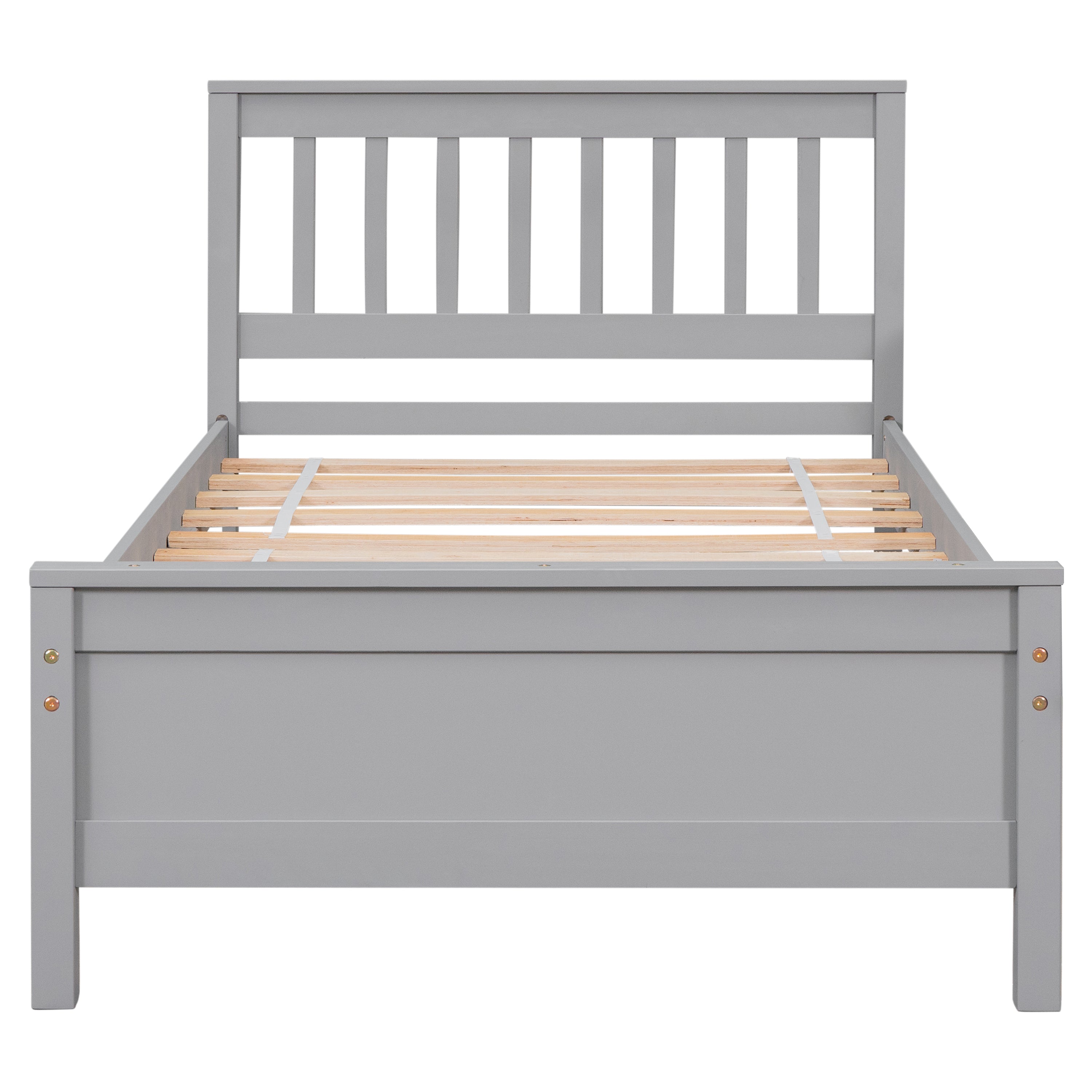 Twin Bed with Headboard and Footboard for Kids, Teens, Adults,with a Nightstand,Grey