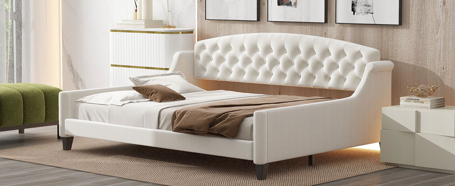 Modern Luxury Tufted Button Daybed, Full, Beige