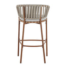 Lodi - Outdoor Matal Rope Barstool, Teak / Beige (Set of 2) - Teak / Beige