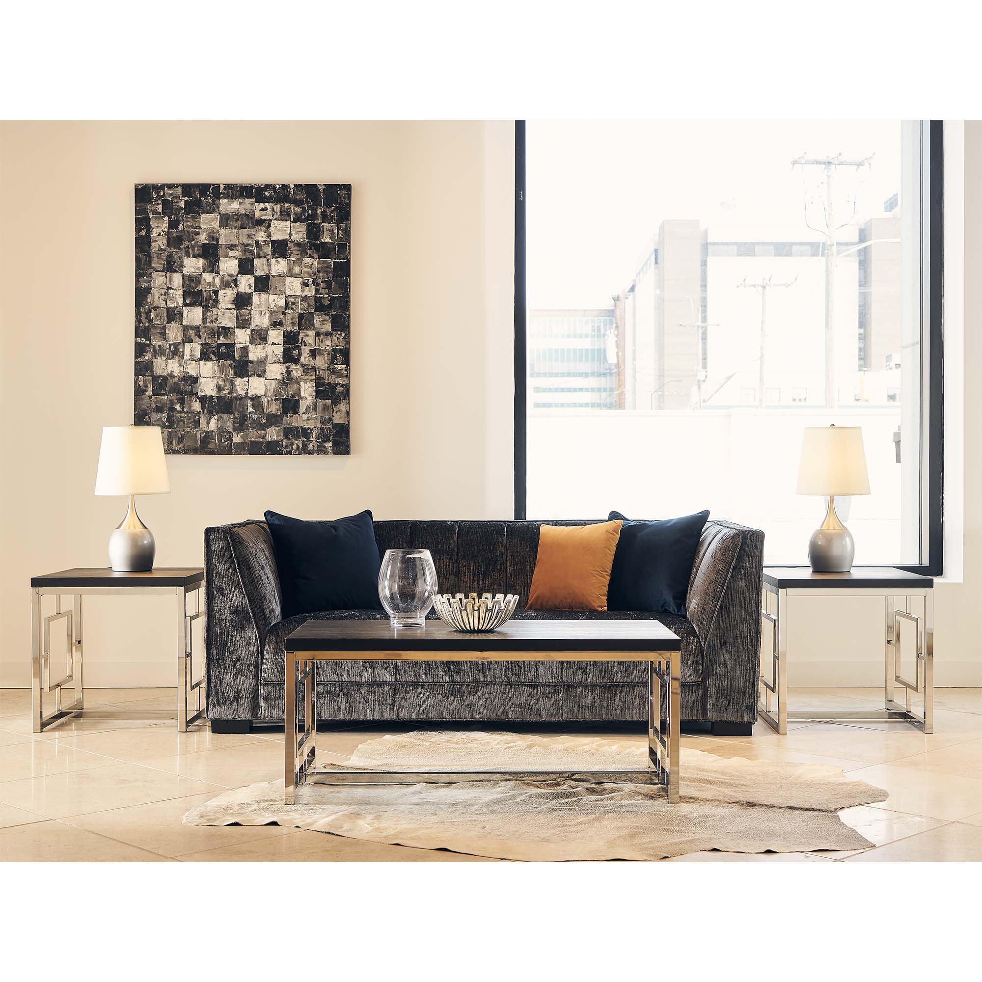 Ezra 24" End Table in Chrome by Elements International, view 6