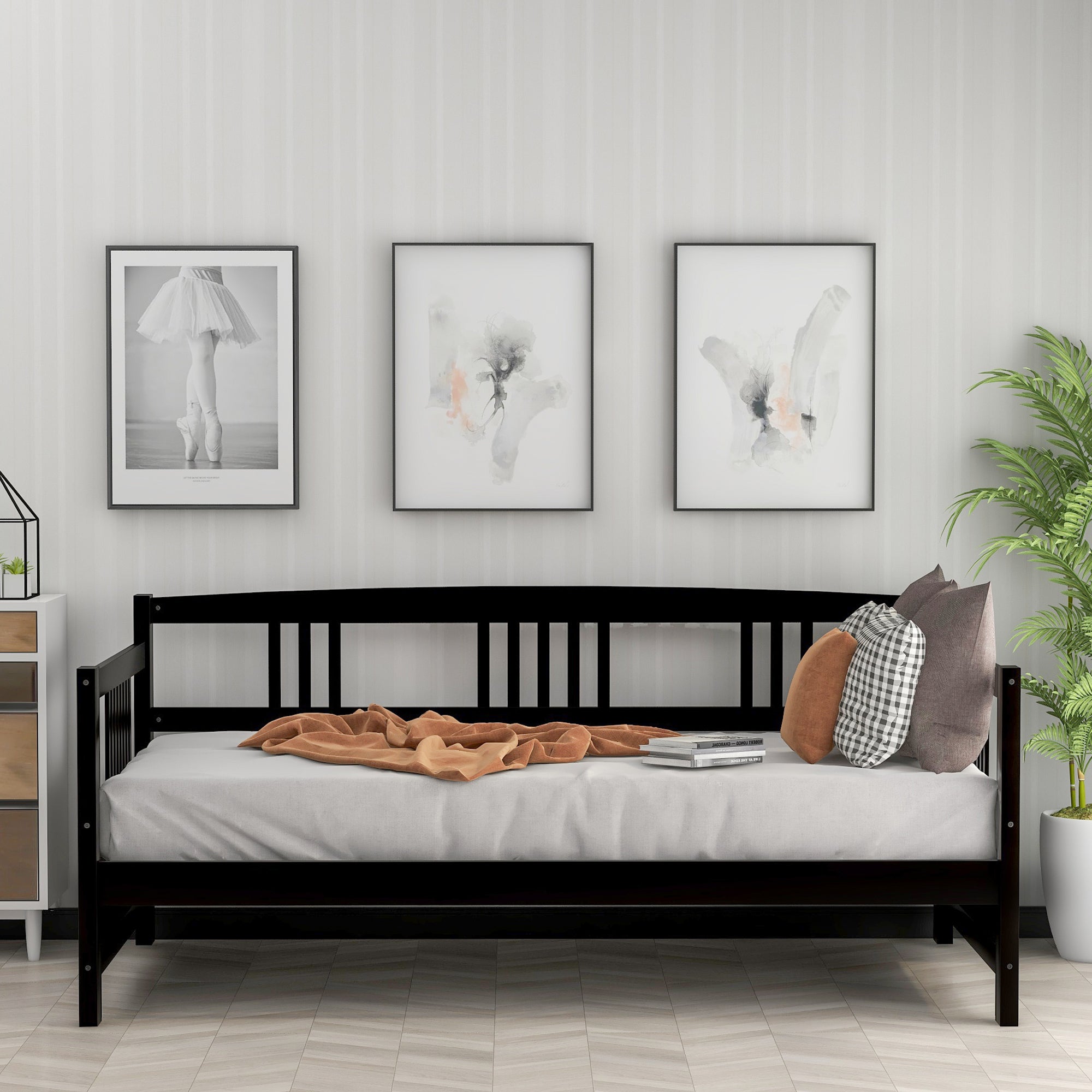 Modern Solid Wood Daybed, Multifunctional, Twin Size, Espresso (Previous SKU: WF191899AAP) - Atlantic Fine Furniture Melbourne FL