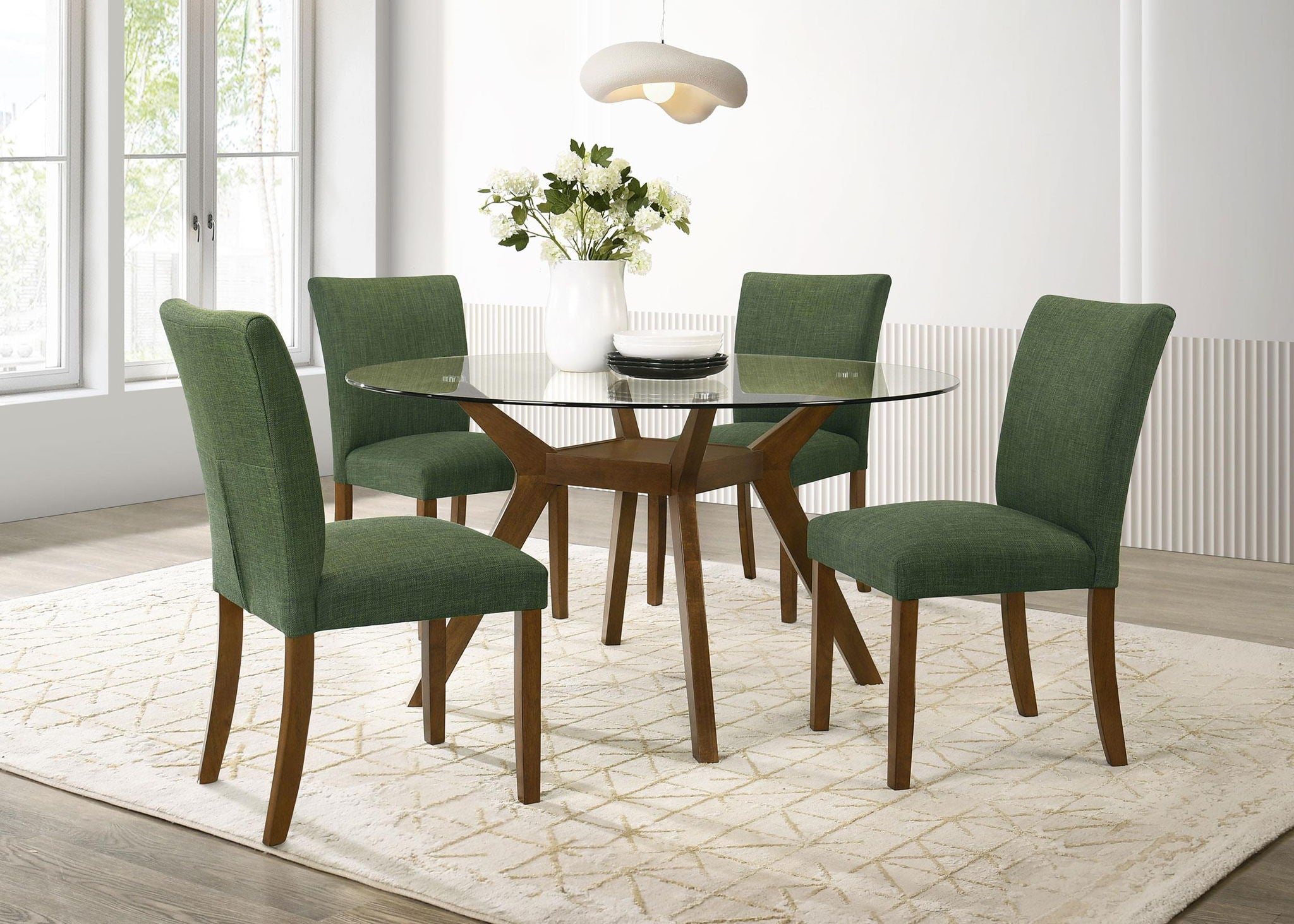 Paxton Round 48-inch Glass Top Wood Dining Table Brown - Atlantic Fine Furniture Melbourne FL