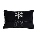 Velvet Pillow With Embroidered Joy And Frosty Snowflake, For Christmas Halloween Holiday Decor (Set of 2)