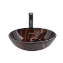 Vessel Bathroom Sink With Pop Up Drain, Round Bowl Design For Bathrooms - Brown
