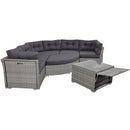 Elegant Patio Furniture Set Outdoor Daybed Rattan Sectional With Cushions And Center Table - Gray